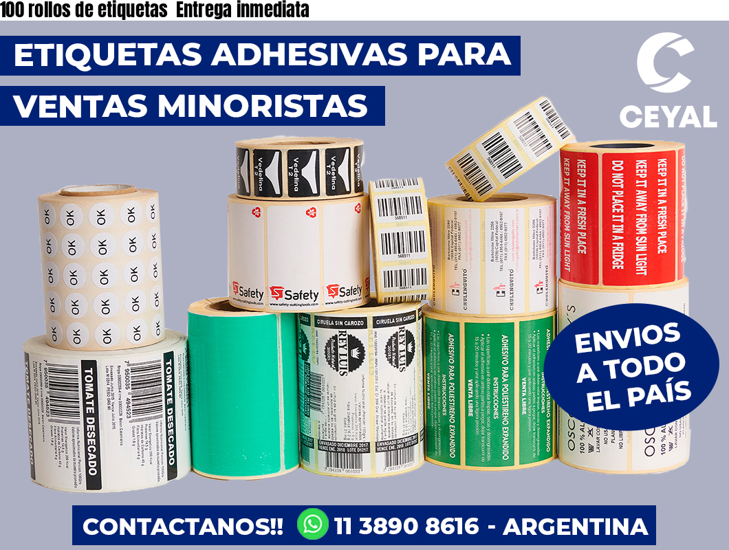 100 rollos de etiquetas  Entrega inmediata