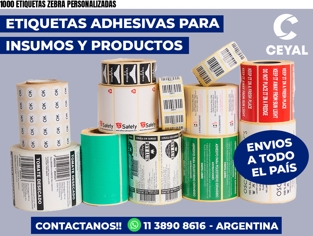1000 ETIQUETAS ZEBRA PERSONALIZADAS