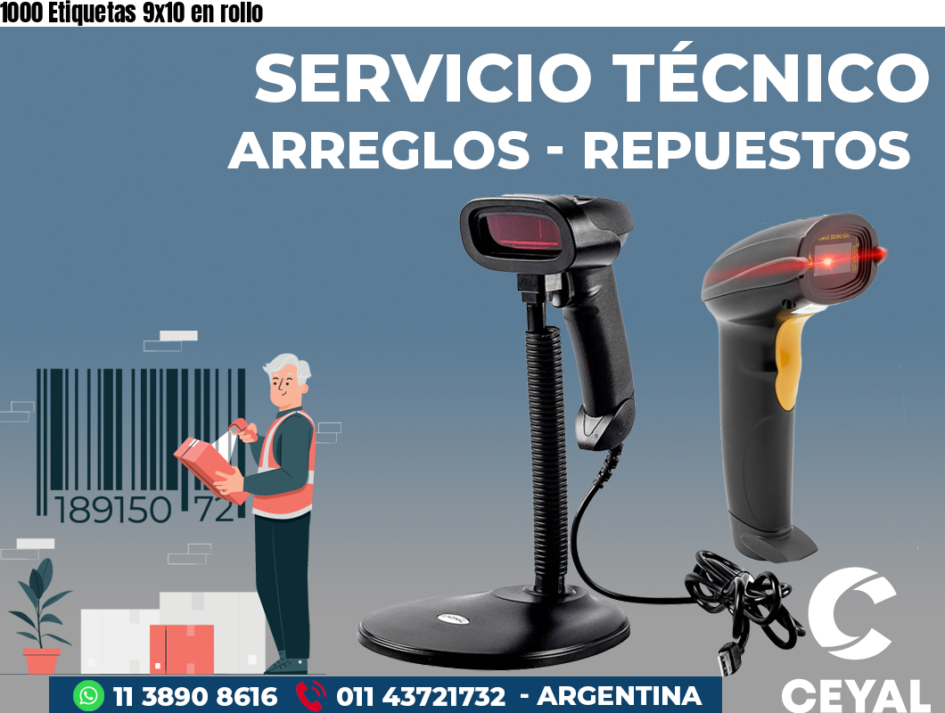 1000 Etiquetas 9x10 en rollo