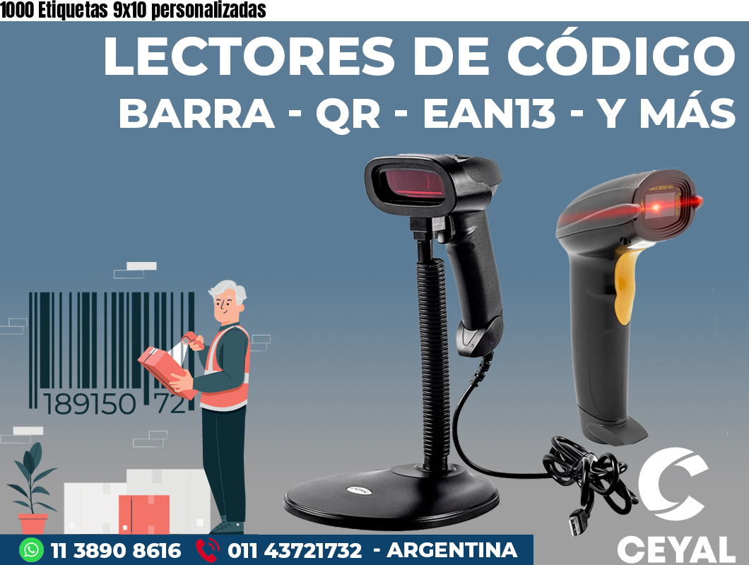 1000 Etiquetas 9x10 personalizadas