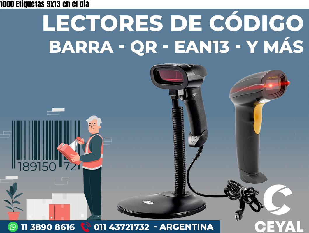 1000 Etiquetas 9x13 en el dia