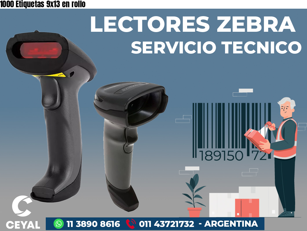 1000 Etiquetas 9x13 en rollo