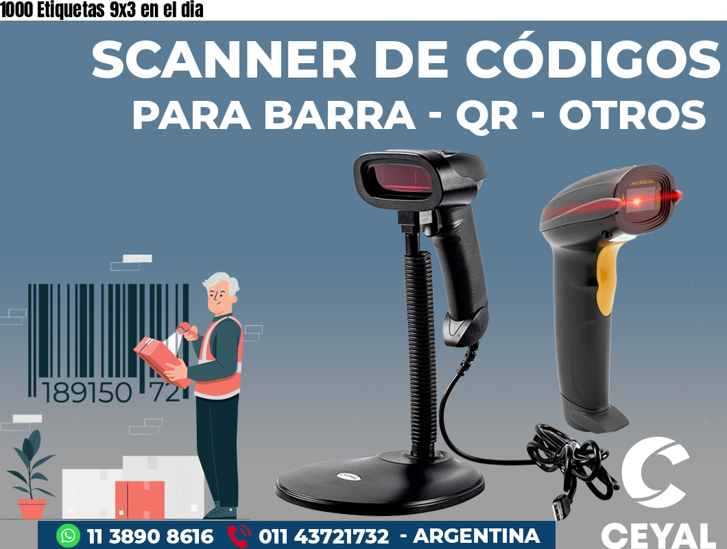 1000 Etiquetas 9x3 en el dia