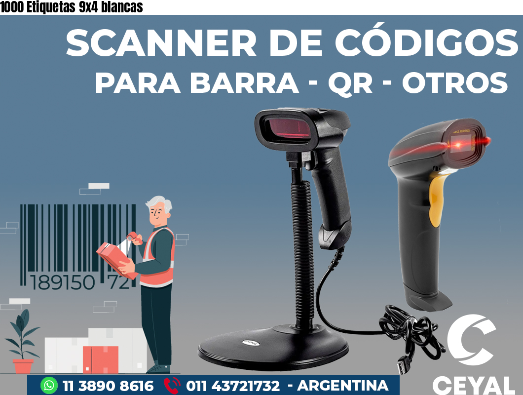 1000 Etiquetas 9x4 blancas