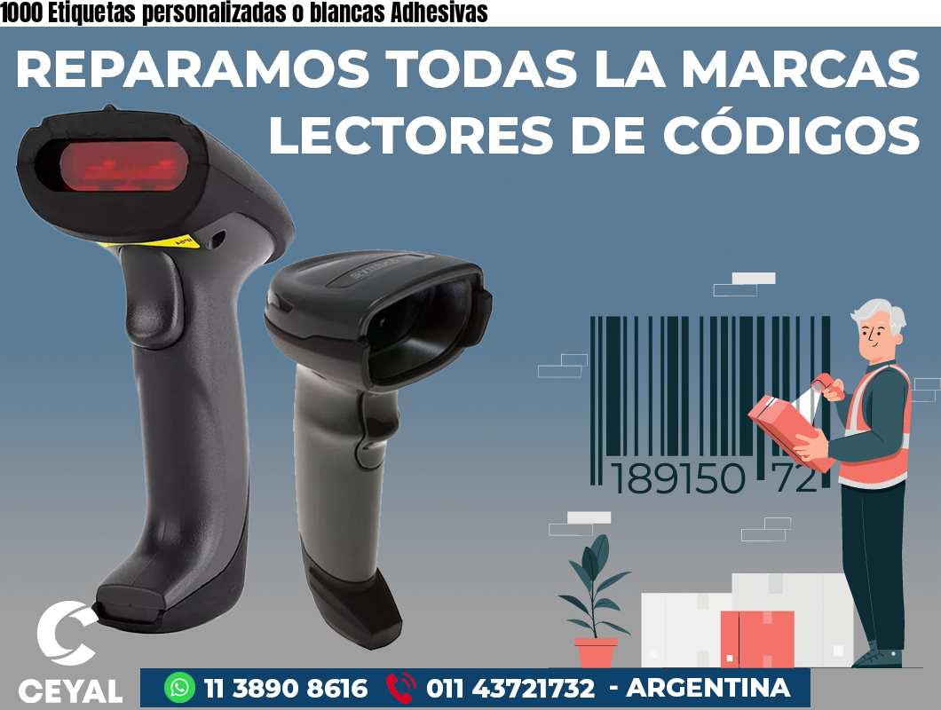 1000 Etiquetas personalizadas o blancas Adhesivas 