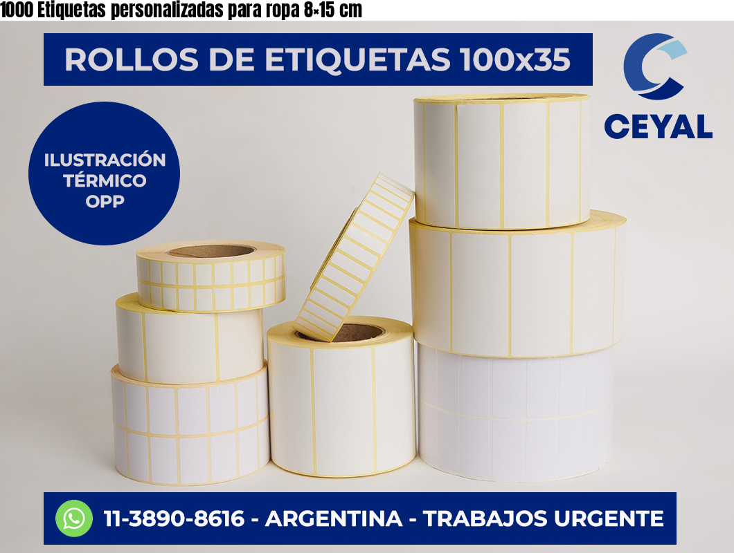 1000 Etiquetas personalizadas para ropa 8×15 cm
