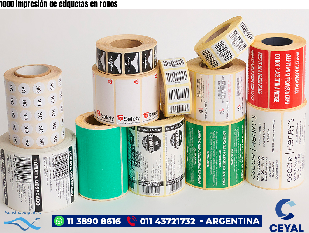 1000 impresión de etiquetas en rollos