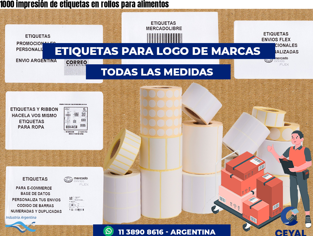 1000 impresión de etiquetas en rollos para alimentos
