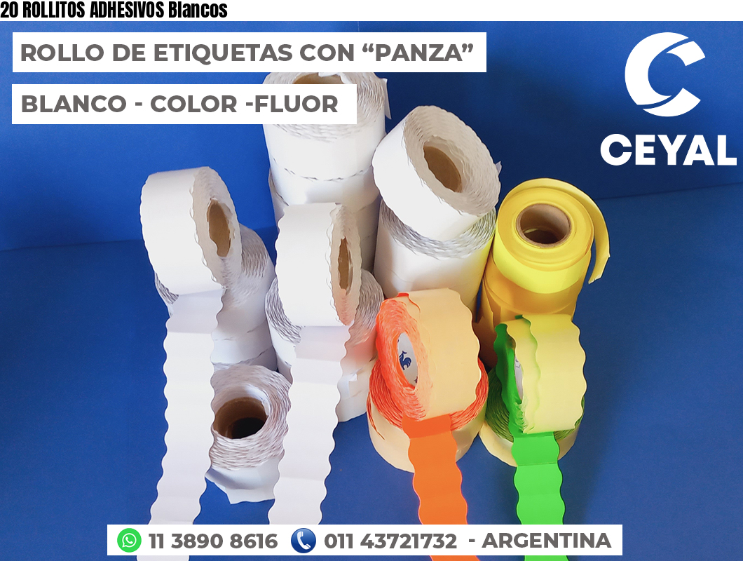 20 ROLLITOS ADHESIVOS Blancos