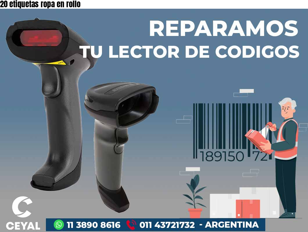 20 etiquetas ropa en rollo
