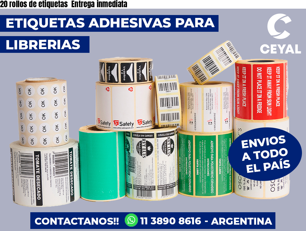 20 rollos de etiquetas  Entrega inmediata