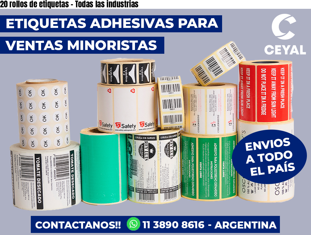 20 rollos de etiquetas – Todas las industrias