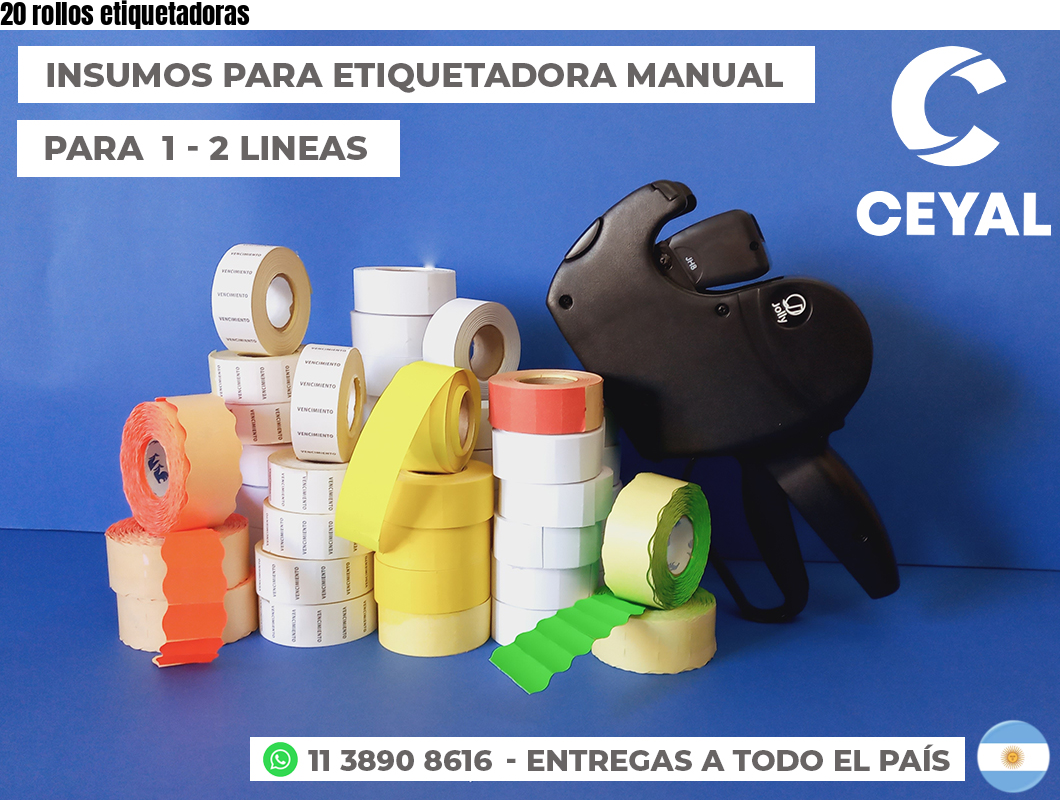 20 rollos etiquetadoras