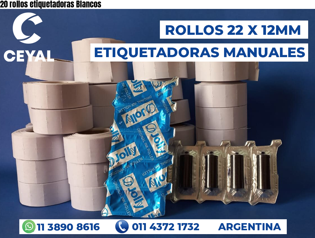 20 rollos etiquetadoras Blancos