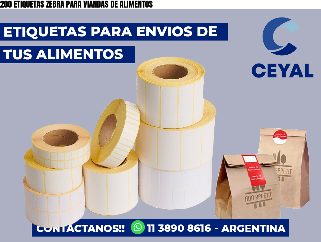 200 ETIQUETAS ZEBRA PARA VIANDAS DE ALIMENTOS