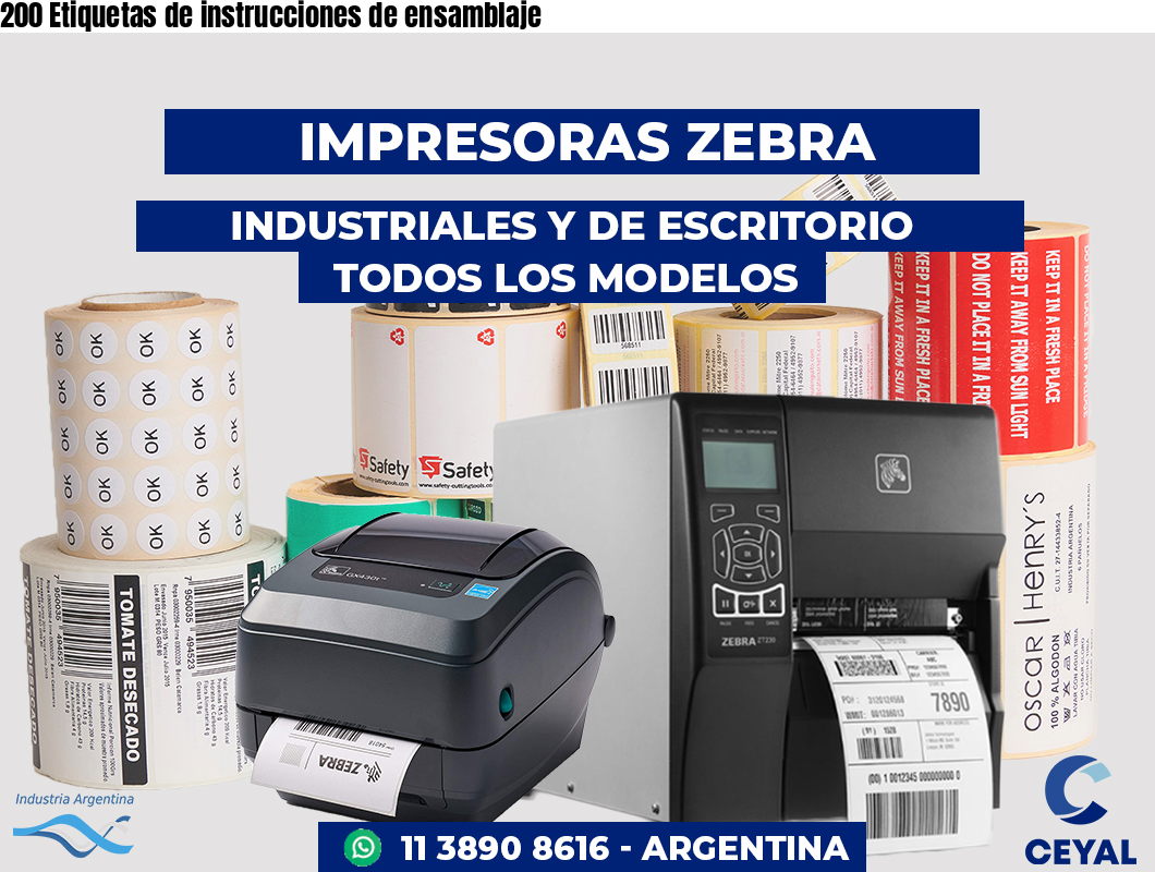 200 Etiquetas de instrucciones de ensamblaje