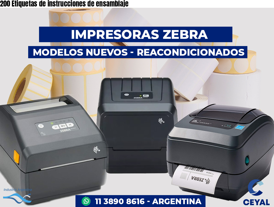 200 Etiquetas de instrucciones de ensamblaje