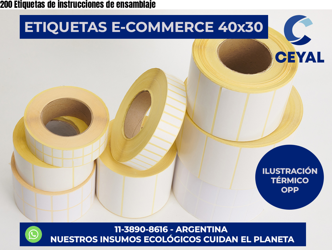 200 Etiquetas de instrucciones de ensamblaje