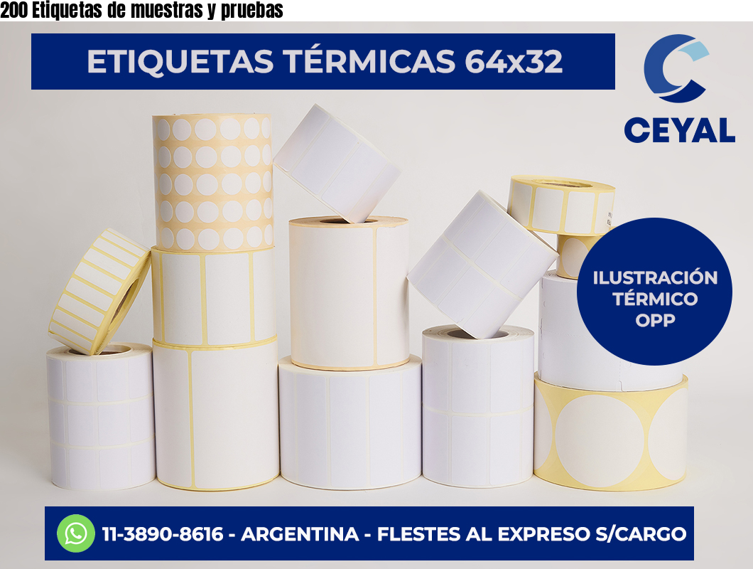 200 Etiquetas de muestras y pruebas