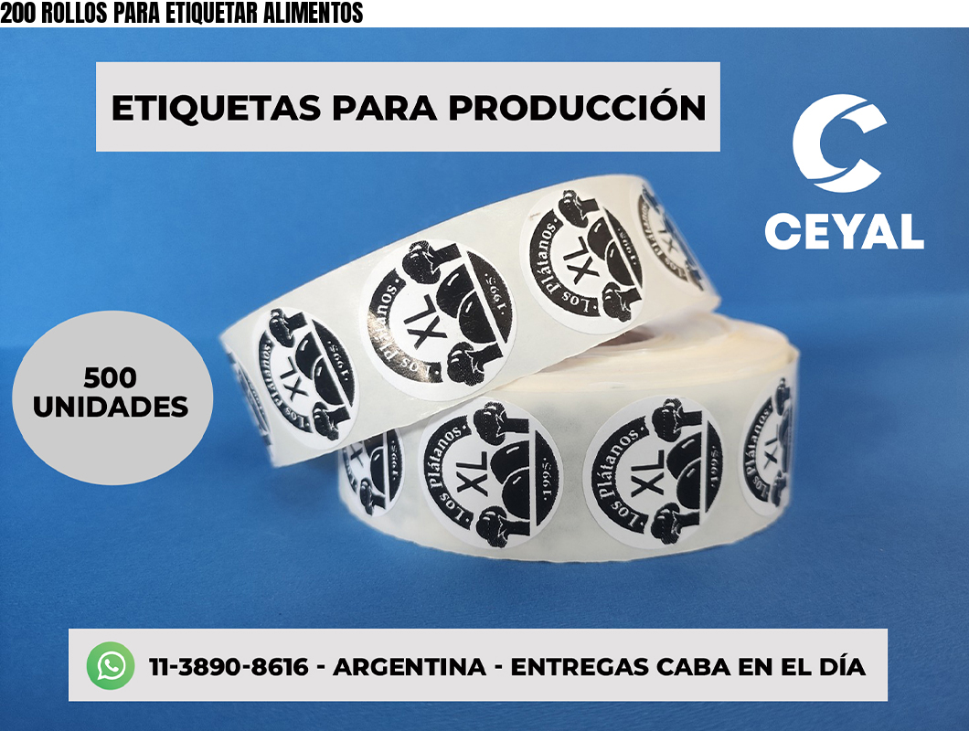 200 ROLLOS PARA ETIQUETAR ALIMENTOS