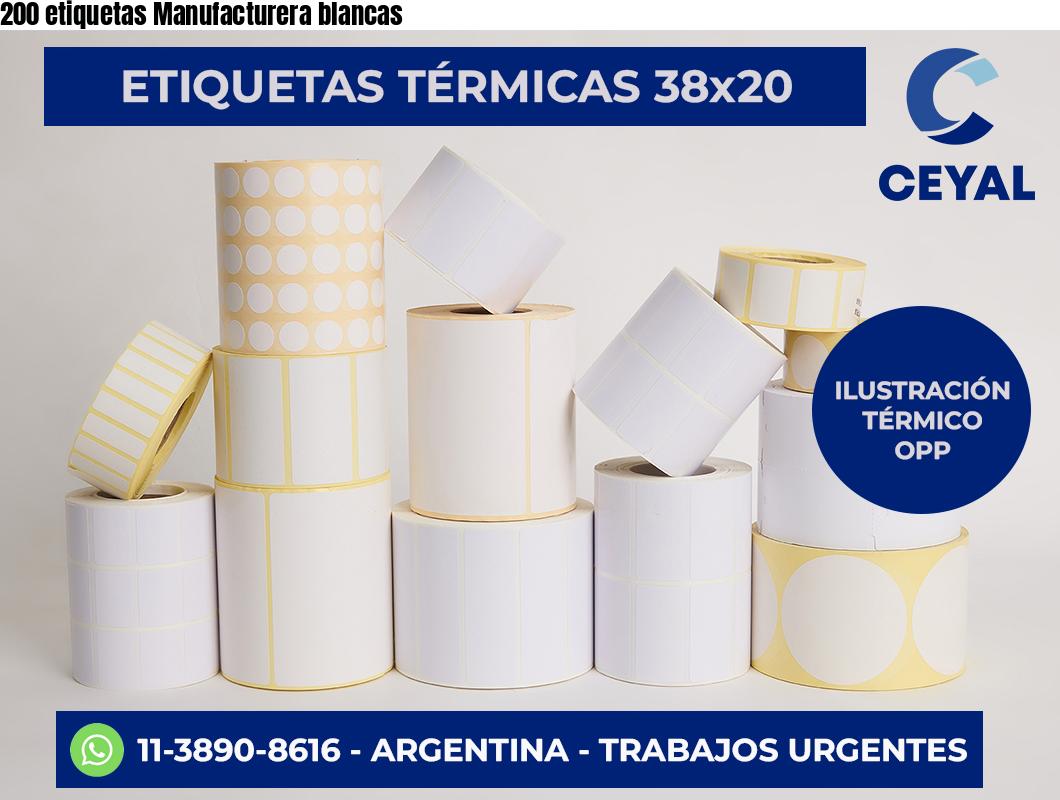 200 etiquetas Manufacturera blancas