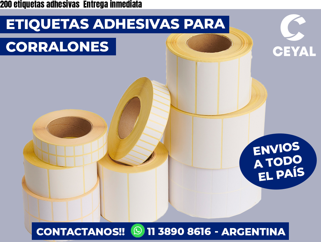 200 etiquetas adhesivas  Entrega inmediata