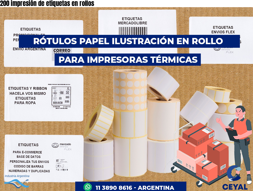200 impresión de etiquetas en rollos