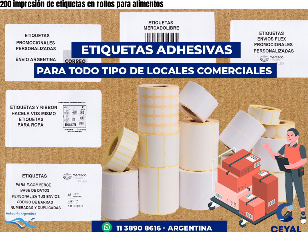 200 impresión de etiquetas en rollos para alimentos