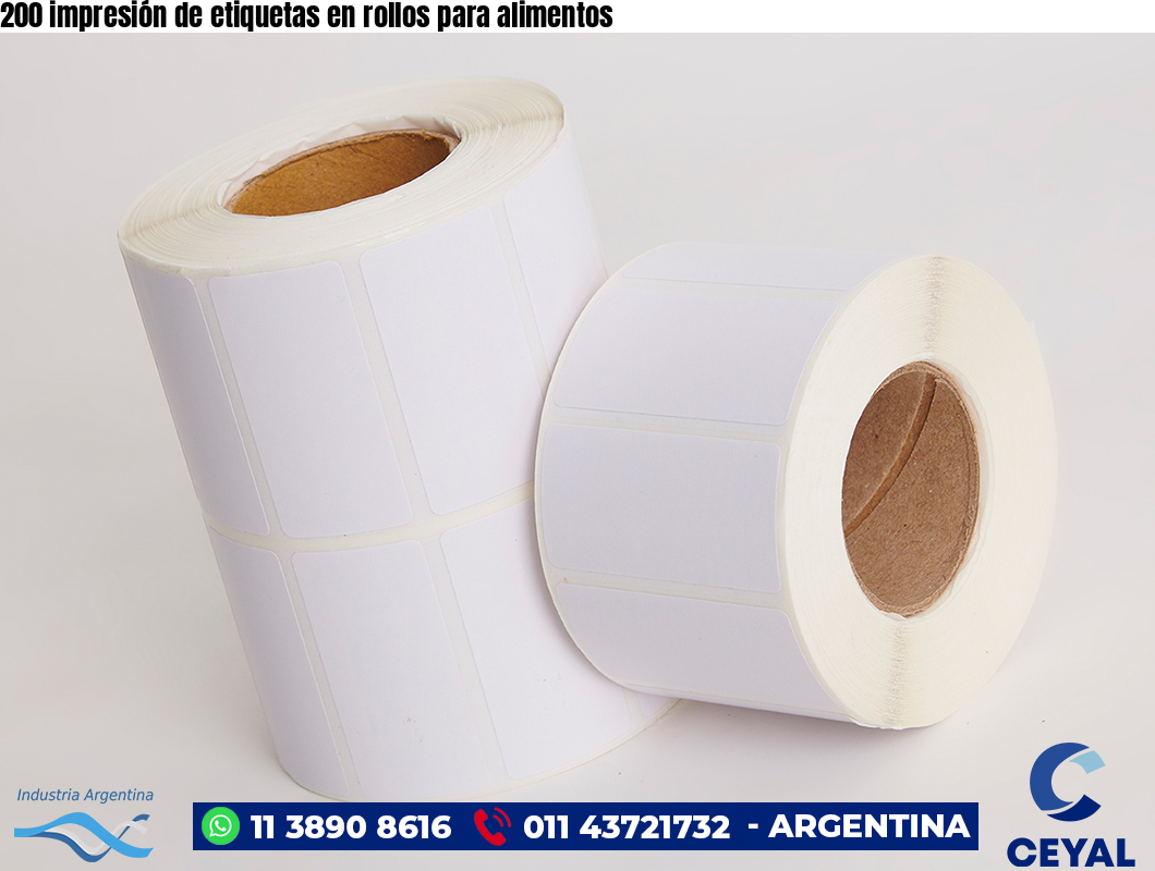 200 impresión de etiquetas en rollos para alimentos