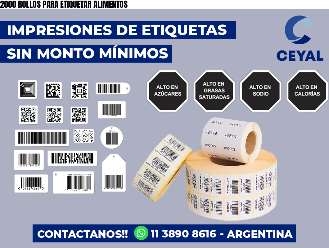 2000 ROLLOS PARA ETIQUETAR ALIMENTOS