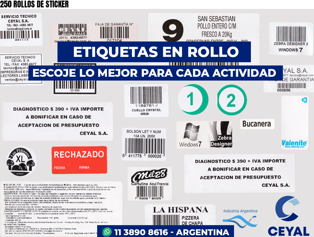 250 ROLLOS DE STICKER