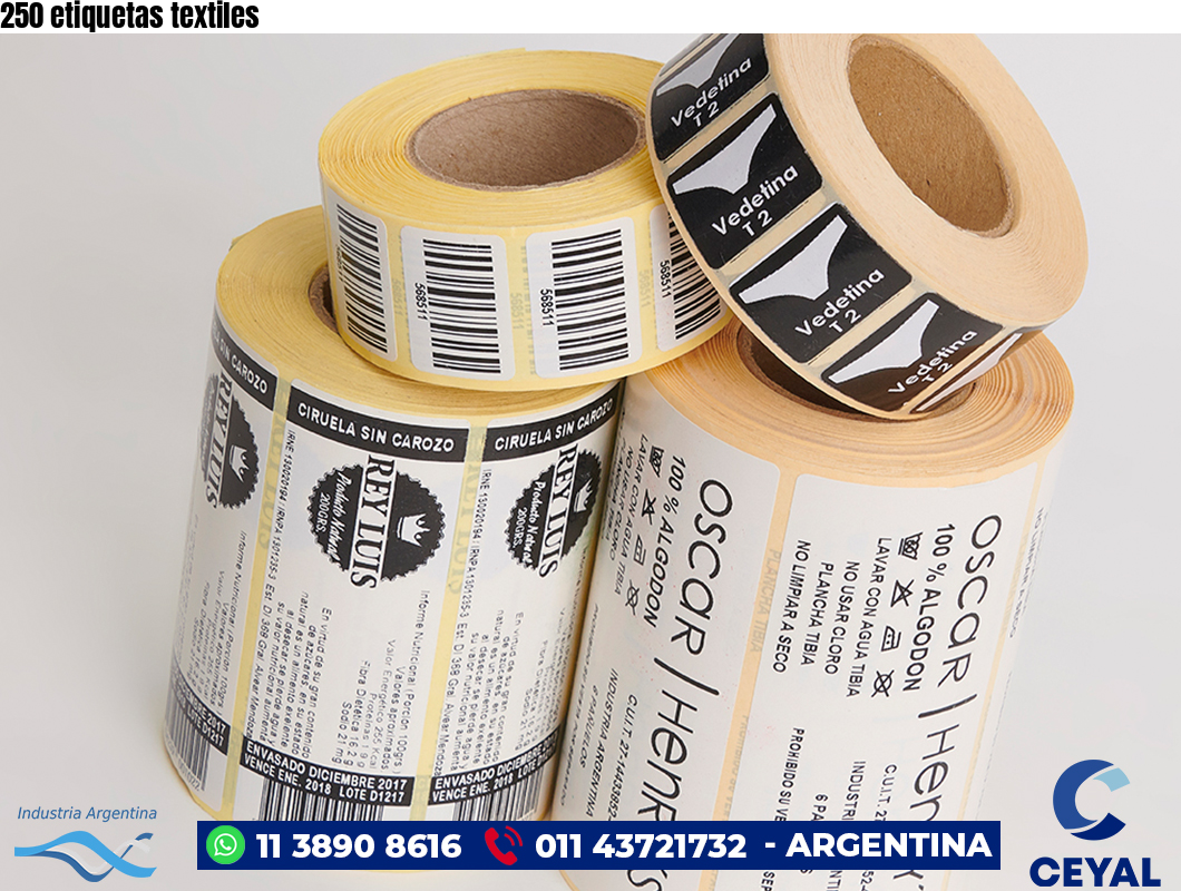 250 etiquetas textiles