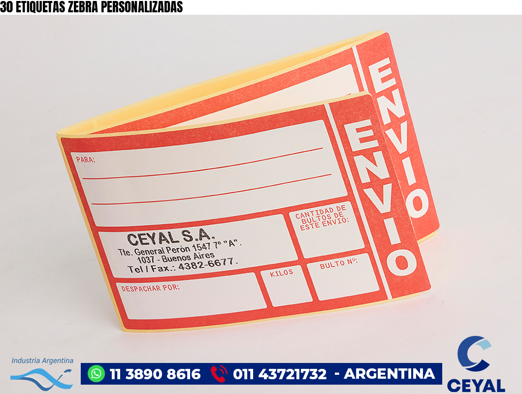 30 ETIQUETAS ZEBRA PERSONALIZADAS
