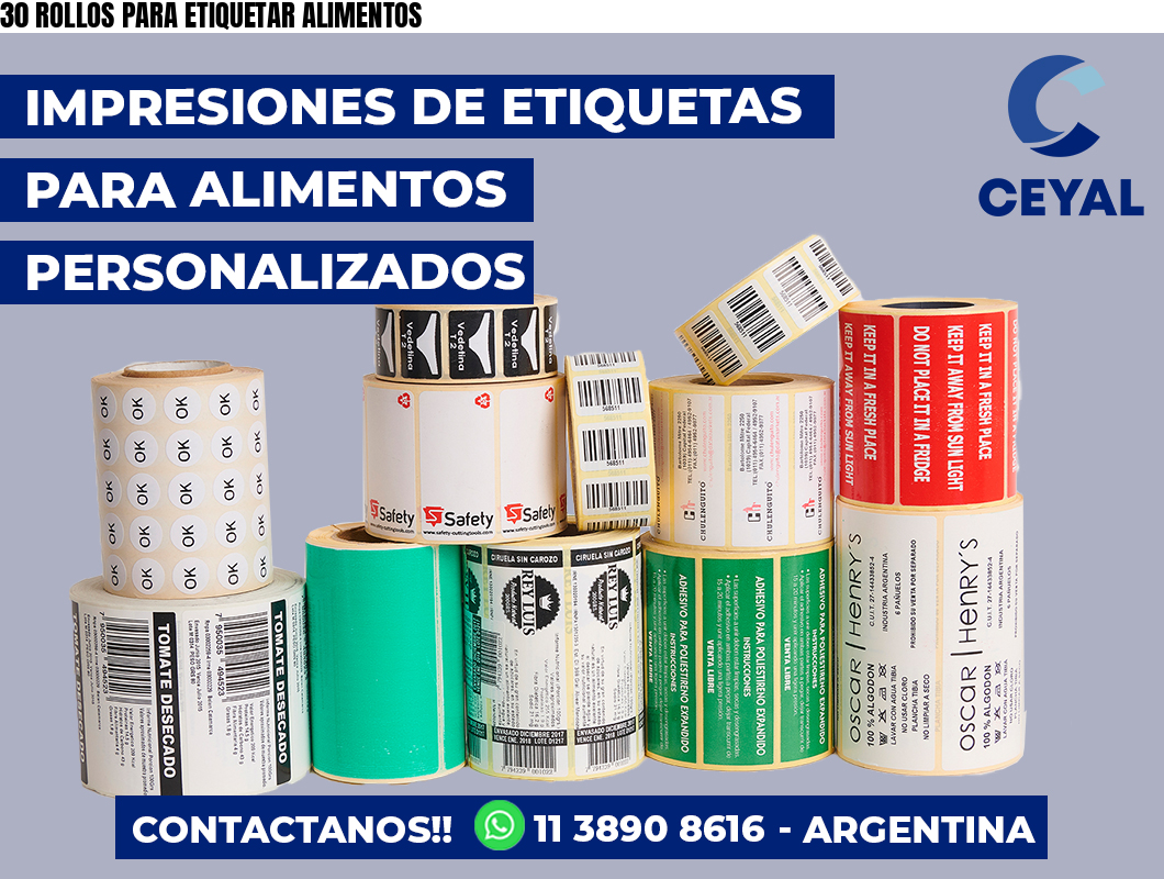 30 ROLLOS PARA ETIQUETAR ALIMENTOS