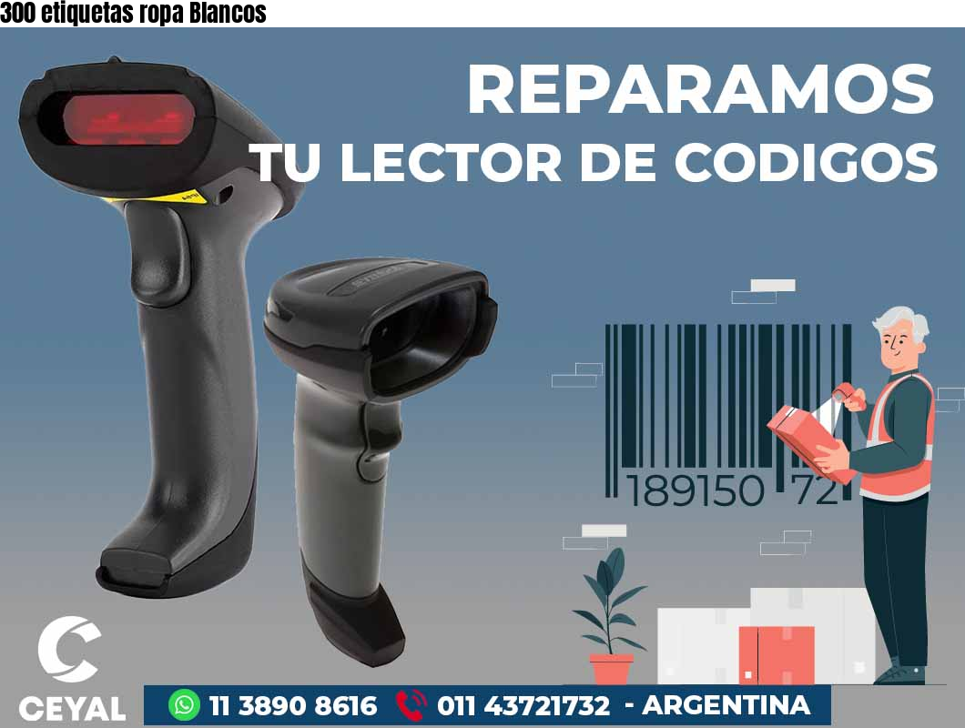 300 etiquetas ropa Blancos