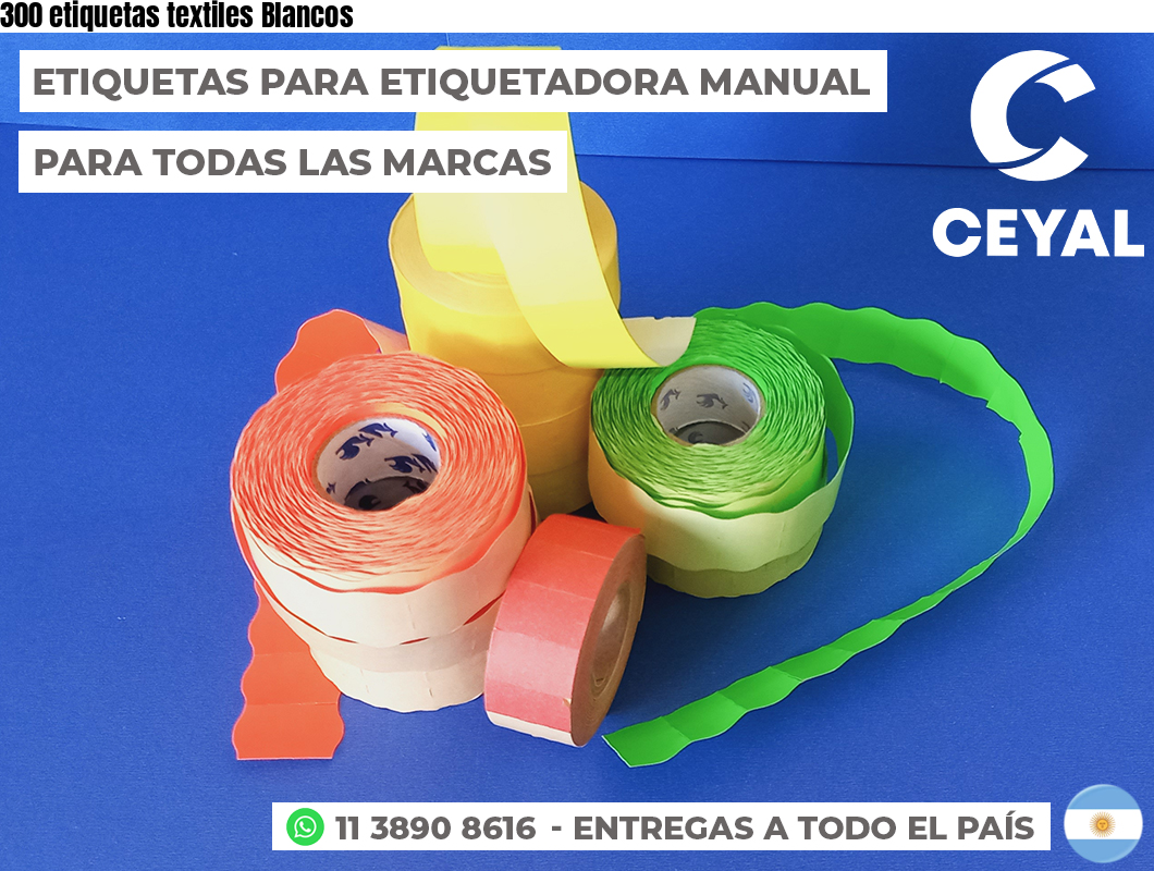 300 etiquetas textiles Blancos