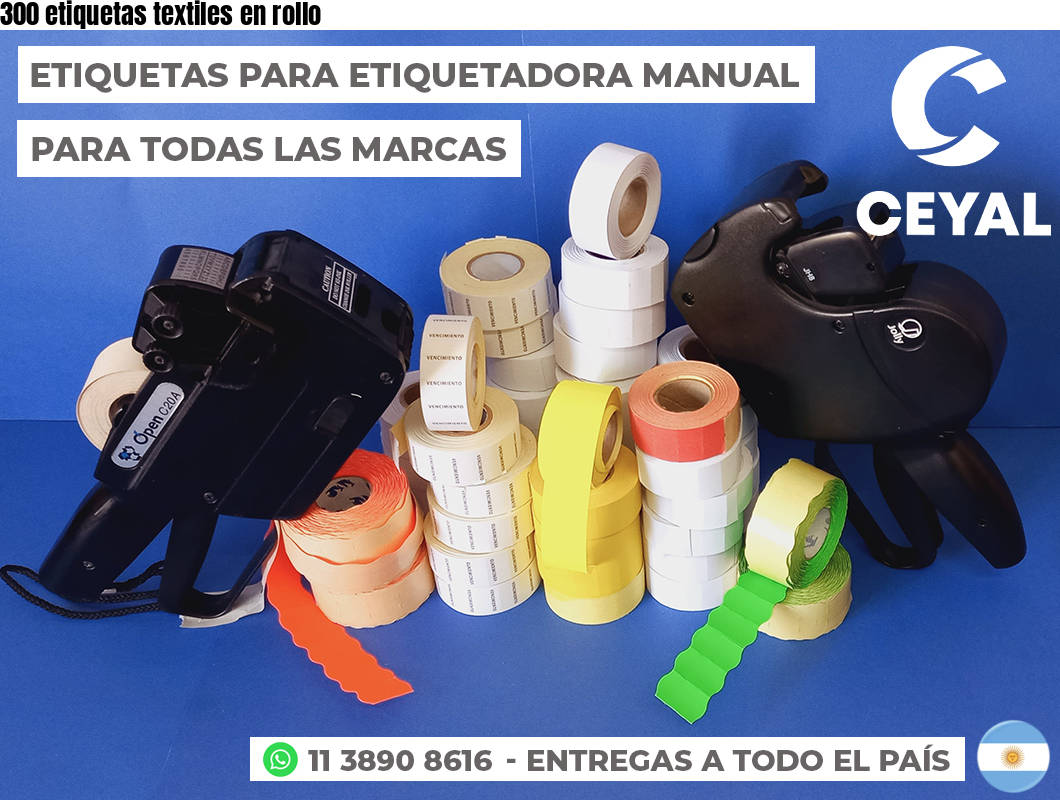 300 etiquetas textiles en rollo