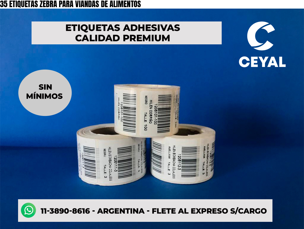 35 ETIQUETAS ZEBRA PARA VIANDAS DE ALIMENTOS