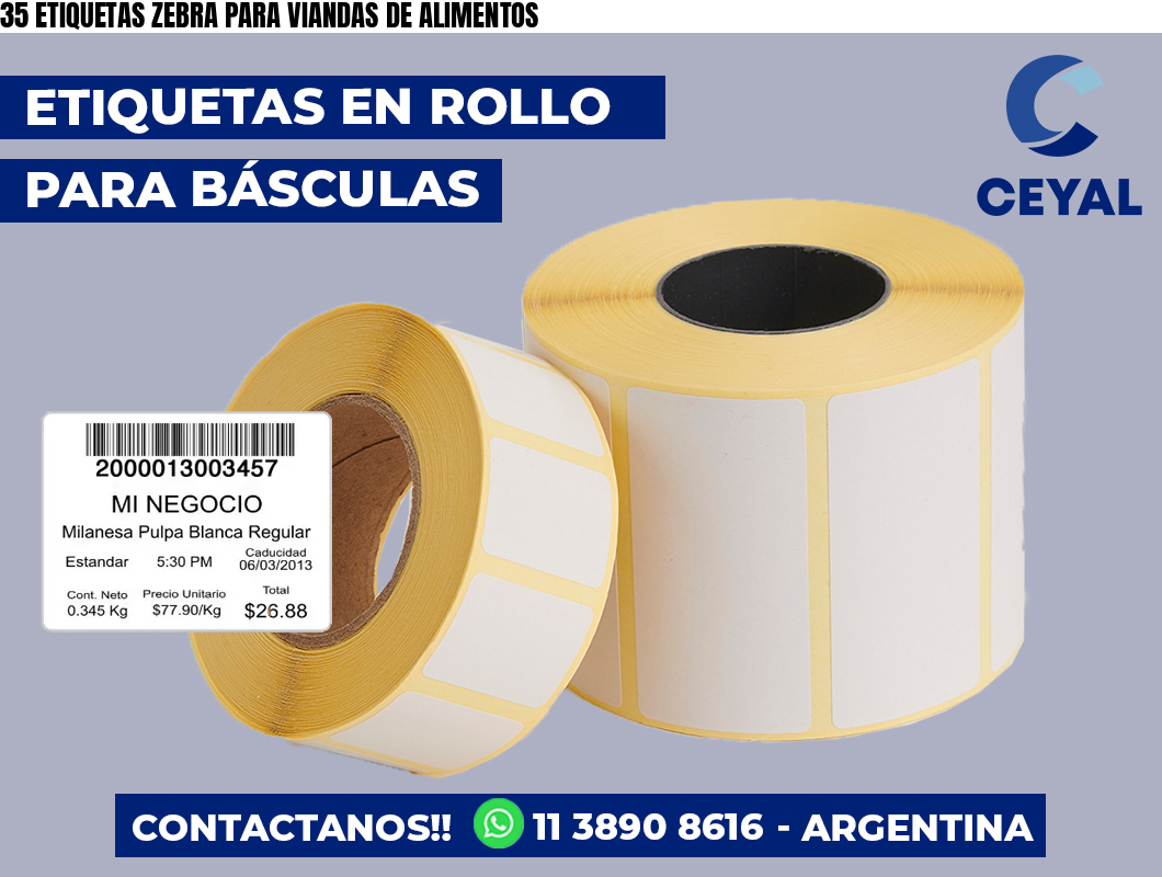 35 ETIQUETAS ZEBRA PARA VIANDAS DE ALIMENTOS