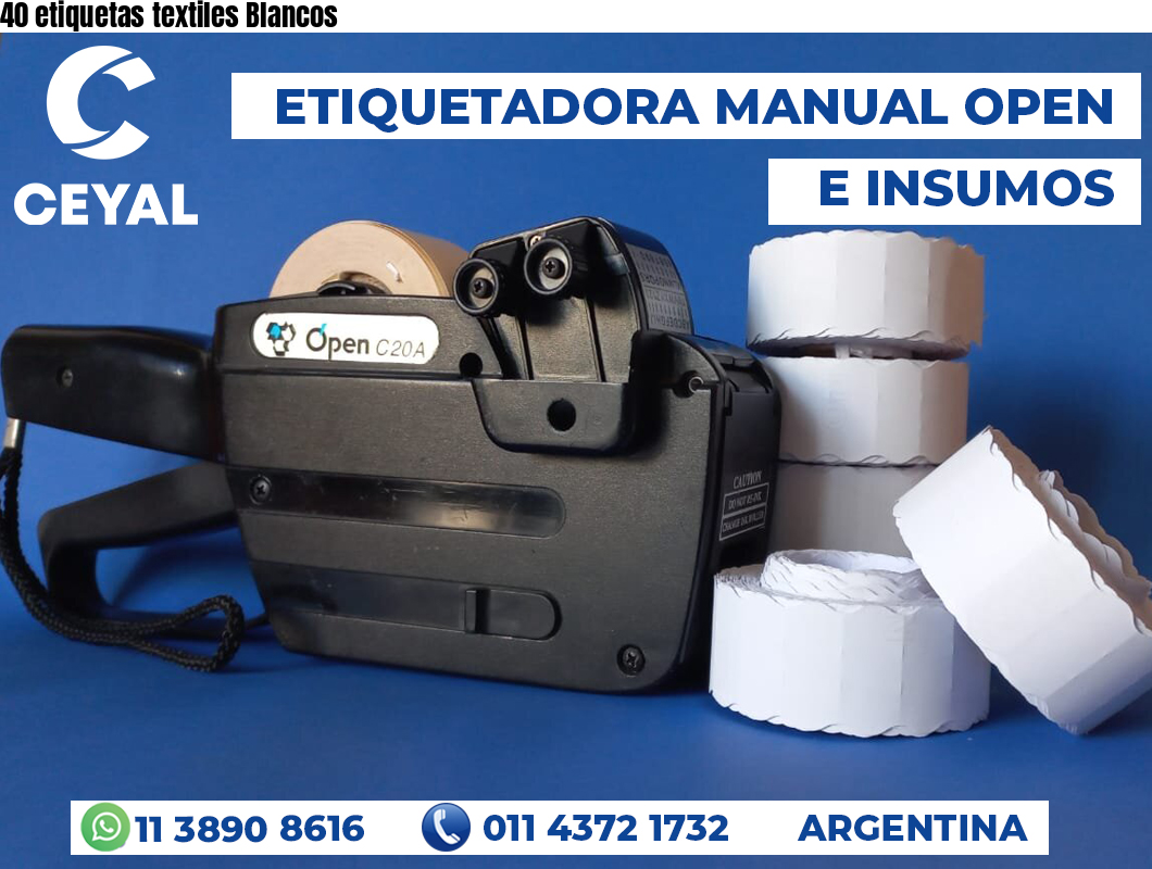 40 etiquetas textiles Blancos
