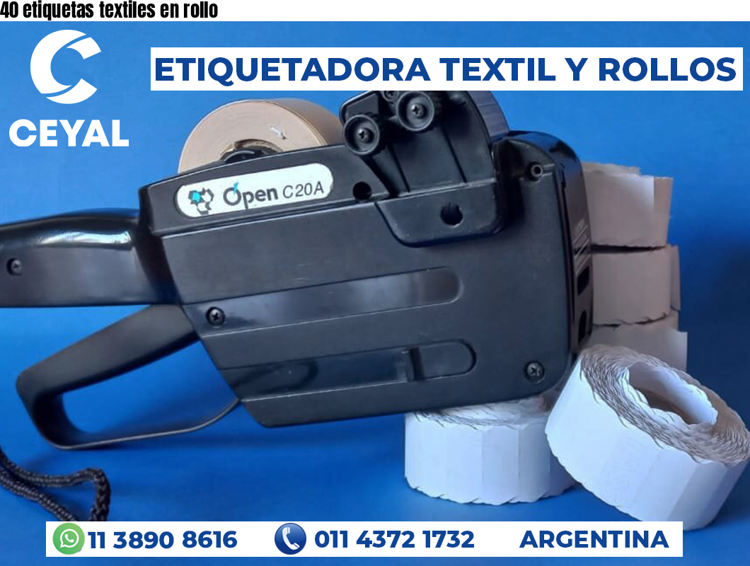 40 etiquetas textiles en rollo