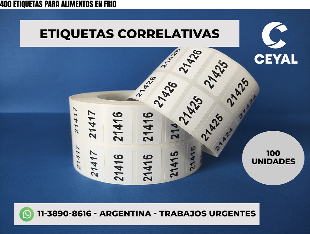 400 ETIQUETAS PARA ALIMENTOS EN FRIO