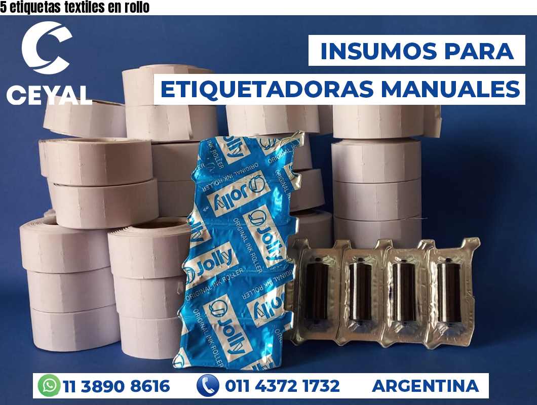 5 etiquetas textiles en rollo