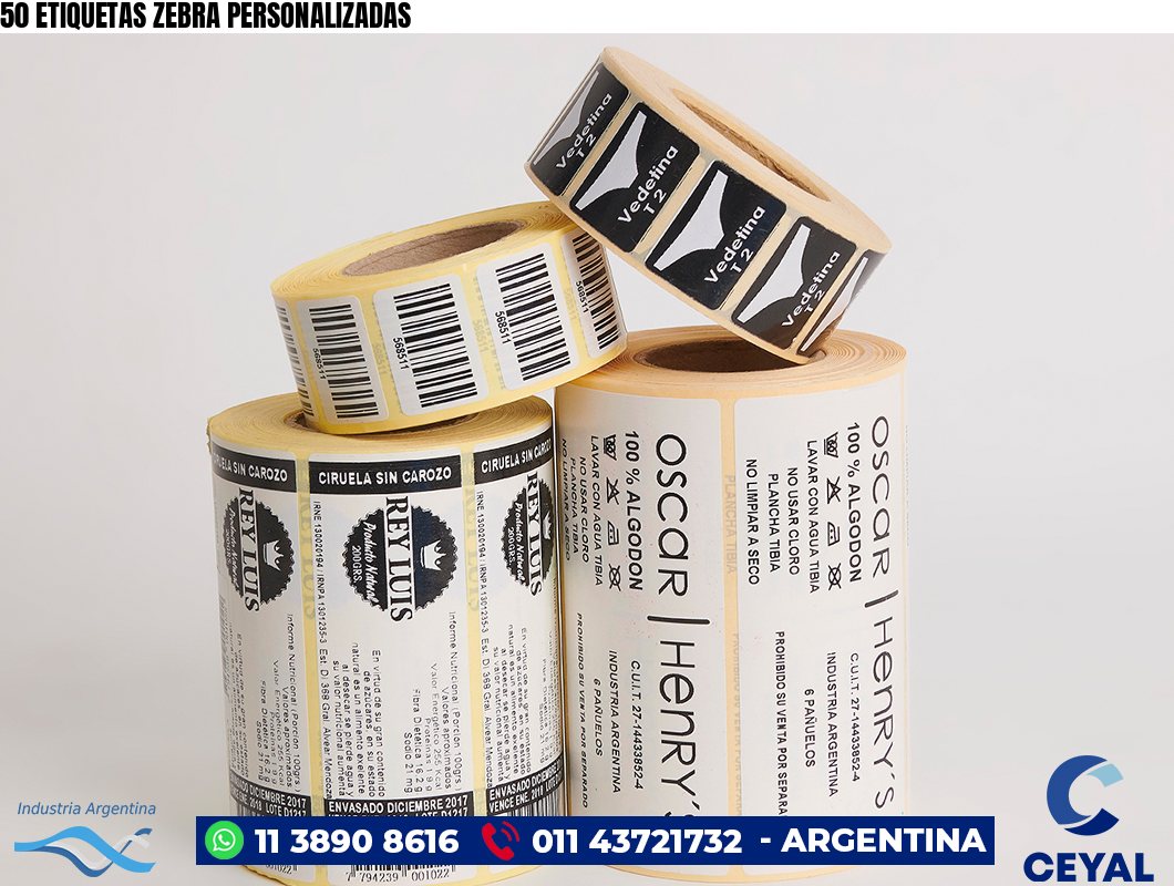 50 ETIQUETAS ZEBRA PERSONALIZADAS