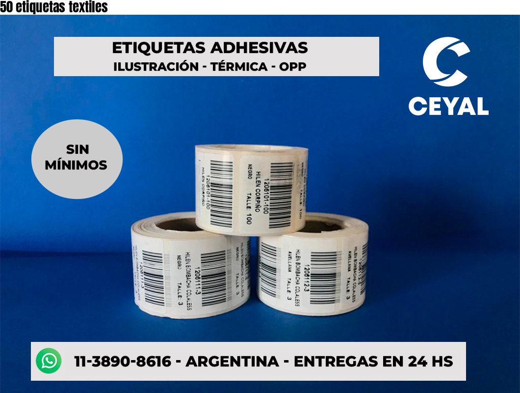 50 etiquetas textiles