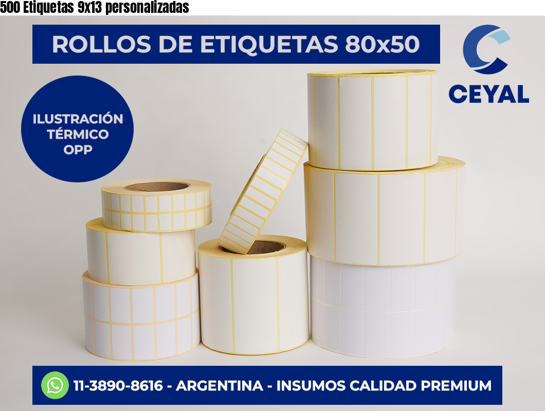 500 Etiquetas 9×13 personalizadas