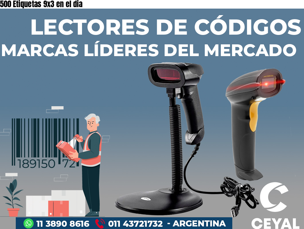 500 Etiquetas 9x3 en el dia
