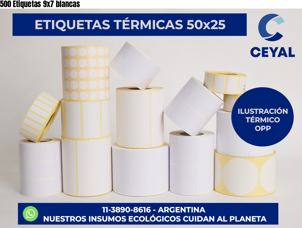 500 Etiquetas 9×7 blancas
