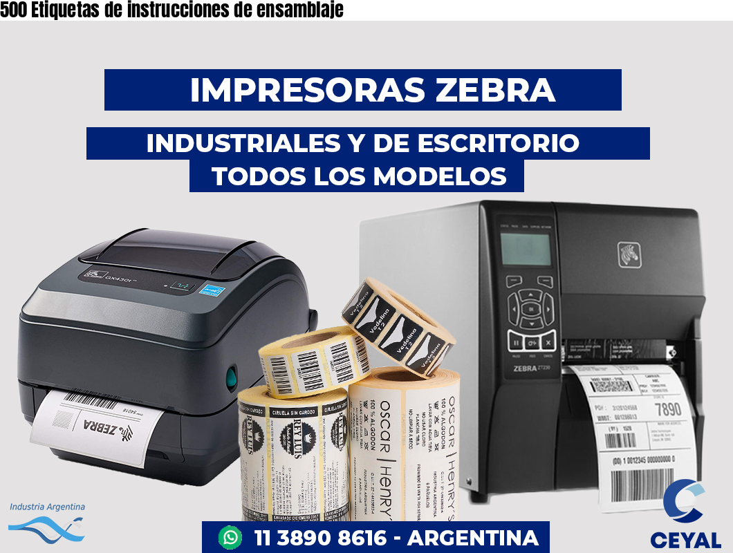 500 Etiquetas de instrucciones de ensamblaje