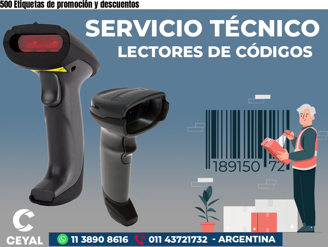500 Etiquetas de promoción y descuentos